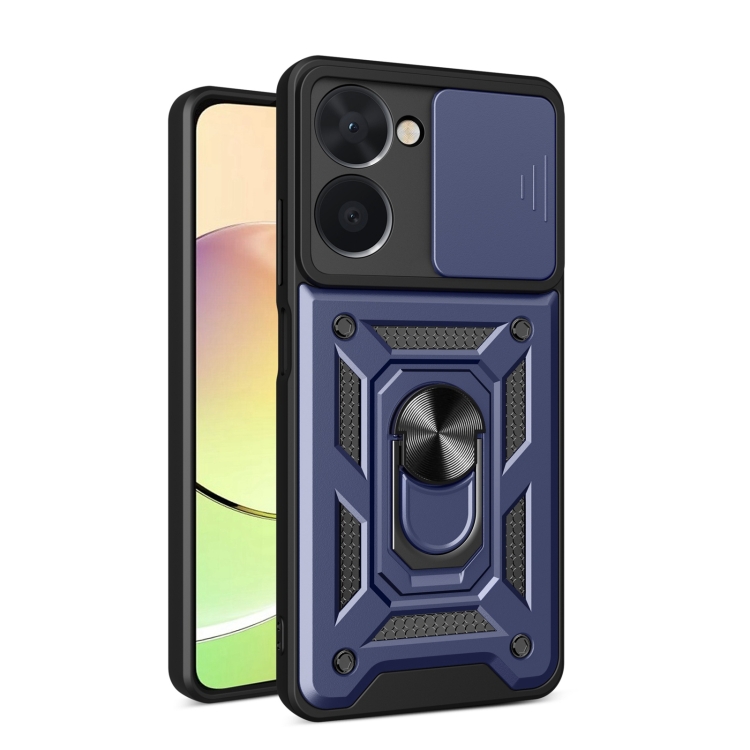 

For Realme C33 4G Sliding Camera Cover Design Phone Case(Blue)