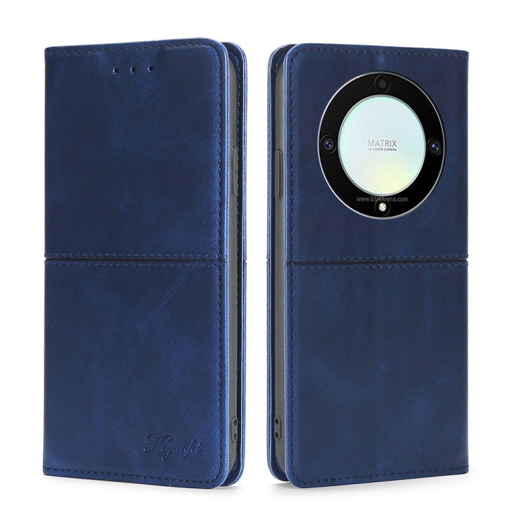 

For Honor X9a 5G Cow Texture Magnetic Horizontal Flip Leather Phone Case(Blue)