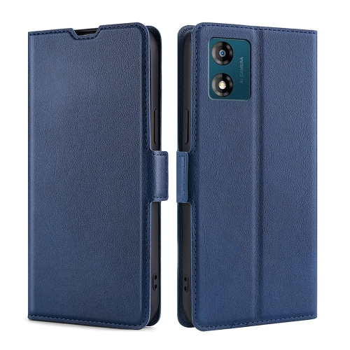 

For Motorola Moto E13 4G Ultra-thin Voltage Side Buckle Horizontal Flip Leather Phone Case(Blue)