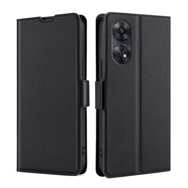 

For OPPO Reno8 T 4G Ultra-thin Voltage Side Buckle Horizontal Flip Leather Phone Case(Black)