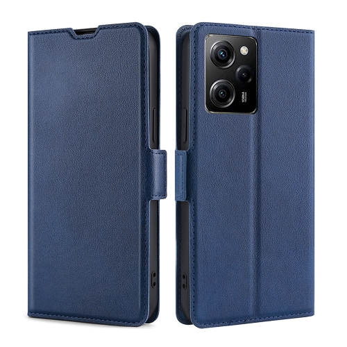 

For Xiaomi Poco X5 Pro / Redmi Note 12 Pro Speed Ultra-thin Voltage Side Buckle Horizontal Flip Leather Phone Case(Blue)