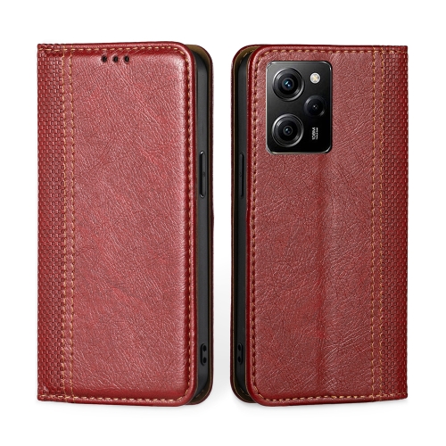 

For Xiaomi Poco X5 Pro / Redmi Note 12 Pro Speed Grid Texture Magnetic Flip Leather Phone Case(Red)