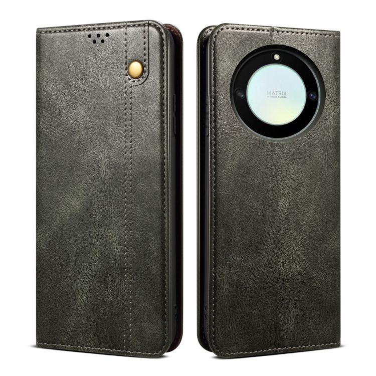 

For Honor X40 Oil Wax Crazy Horse Texture Leather Phone Case(Green)