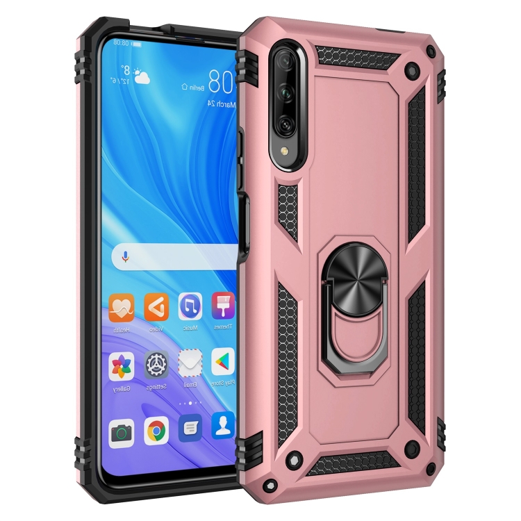 

For Huawei Y9s Shockproof TPU + PC Protective Case with 360 Degree Rotating Holder(Rose Red)