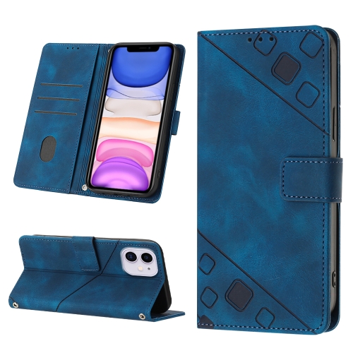 

For iPhone 11 Skin-feel Embossed Leather Phone Case(Blue)
