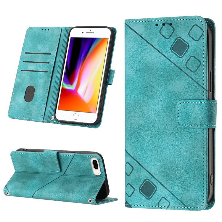 

For iPhone 7 Plus / 8 Plus / 6 Plus Skin-feel Embossed Leather Phone Case(Green)