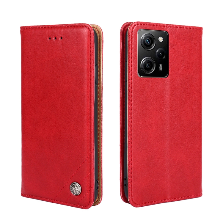 

For Xiaomi Poco X5 Pro / Redmi Note 12 Pro Speed Non-Magnetic Retro Texture Leather Phone Case(Red)