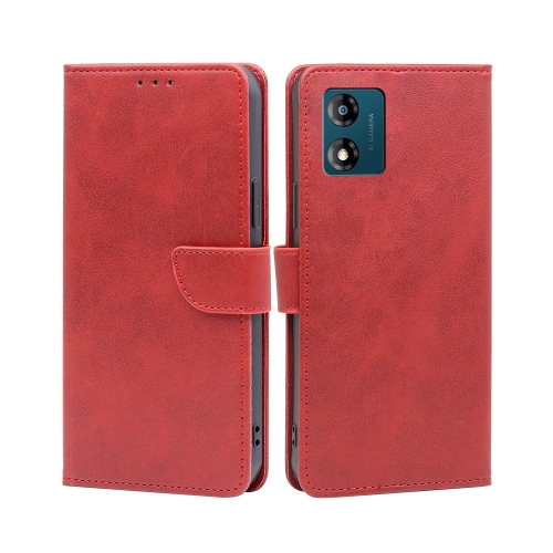 

For Motorola Moto E13 4G Calf Texture Buckle Flip Leather Phone Case(Red)