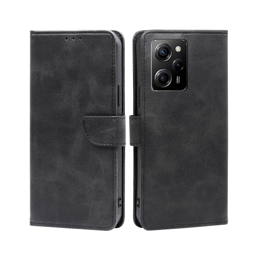 

For Xiaomi Poco X5 Pro / Redmi Note 12 Pro Speed Calf Texture Buckle Flip Leather Phone Case(Black)