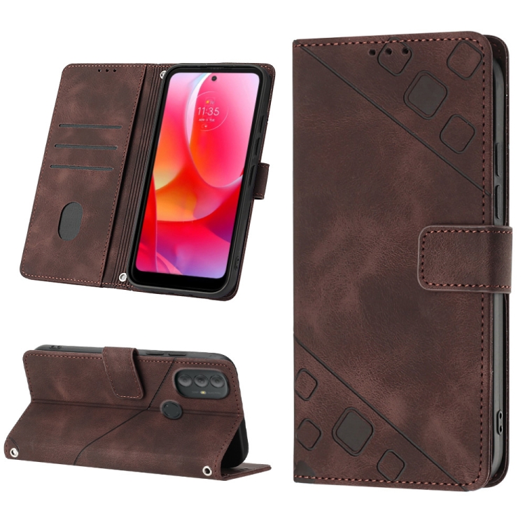 

For Motorola Moto G Power 2022 Skin-feel Embossed Leather Phone Case(Brown)