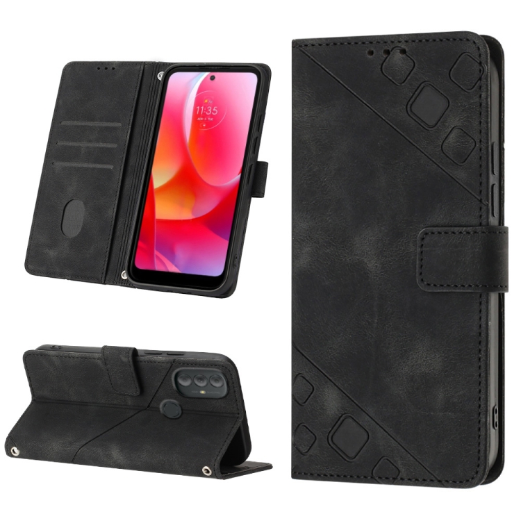 

For Motorola Moto G Power 2022 Skin-feel Embossed Leather Phone Case(Black)