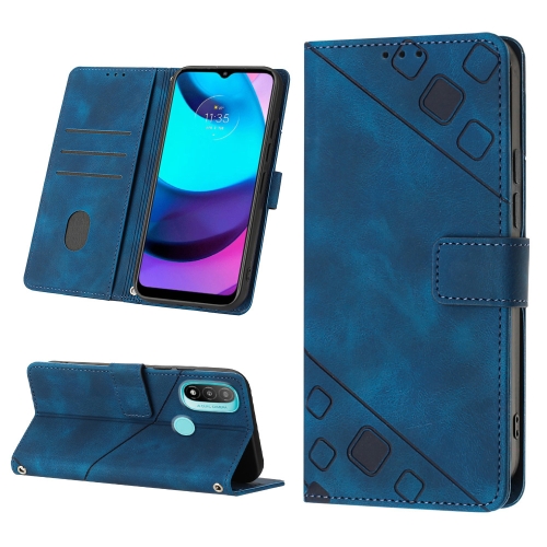 

For Motorola Moto E30 / E40 / E20 Skin-feel Embossed Leather Phone Case(Blue)