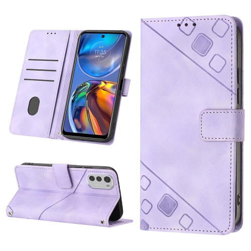 

For Motorola Moto E32 4G / E32S Skin-feel Embossed Leather Phone Case(Light Purple)