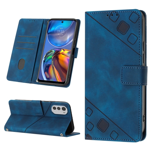 

For Motorola Moto E32 4G / E32S Skin-feel Embossed Leather Phone Case(Blue)