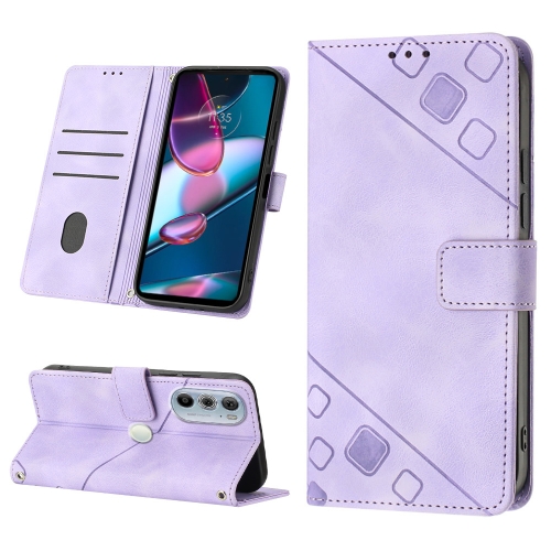 

For Motorola Edge 30 Pro / Edge+ 2022 Skin-feel Embossed Leather Phone Case(Light Purple)