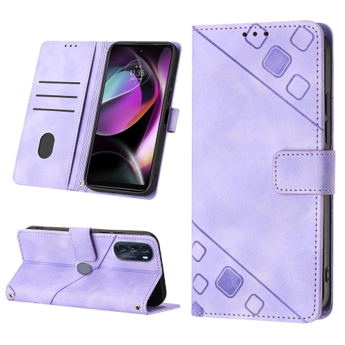 

For Motorola Moto G 5G 2022 Skin-feel Embossed Leather Phone Case(Light Purple)