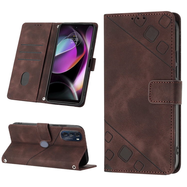 

For Motorola Moto G 5G 2022 Skin-feel Embossed Leather Phone Case(Brown)