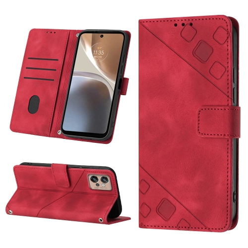 

For Motorola Moto G32 Skin-feel Embossed Leather Phone Case(Red)