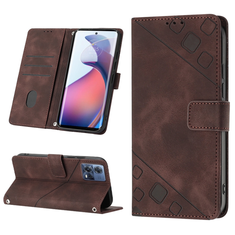

For Motorola Moto S30 Pro 5G Skin-feel Embossed Leather Phone Case(Brown)