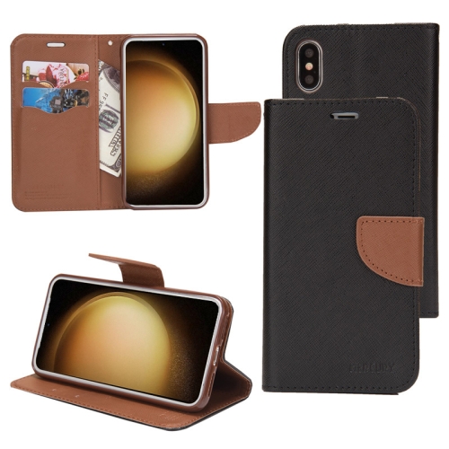 

For Samsung Galaxy S22 5G Mercury Contrast Color Splicing Leather Phone Case(Brown)