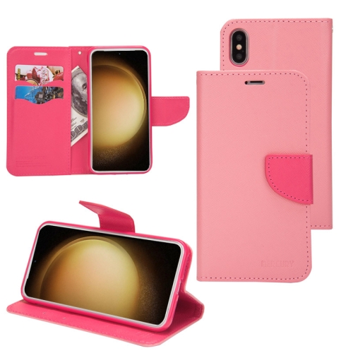 

For Samsung Galaxy S21+ 5G Mercury Contrast Color Splicing Leather Phone Case(Pink)