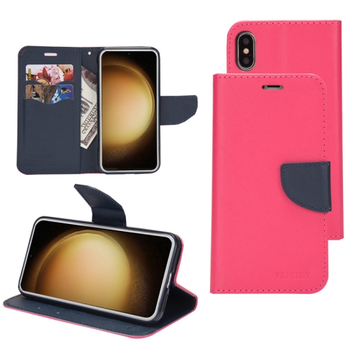 

For Samsung Galaxy S21 Ultra 5G Mercury Contrast Color Splicing Leather Phone Case(Rose Red)
