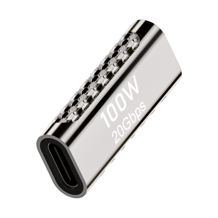 

100W Type-C Female to Type-C Female 20Gbps Zinc Alloy Adapter, Style:Straight
