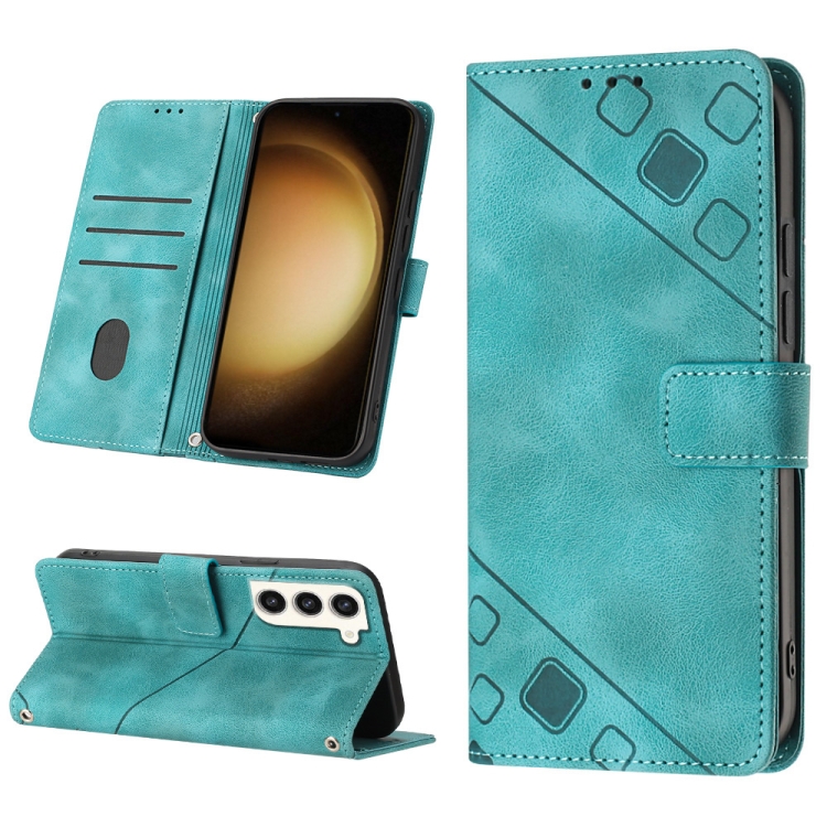 

For Samsung Galaxy S23+ 5G Skin-feel Embossed Leather Phone Case(Green)