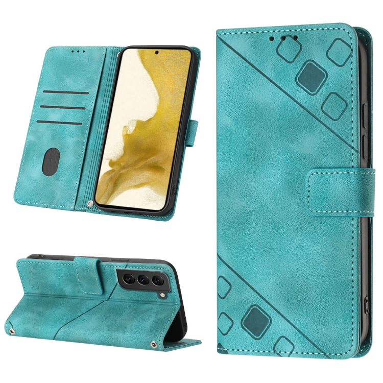 

For Samsung Galaxy S22+ 5G Skin-feel Embossed Leather Phone Case(Green)