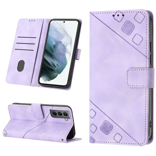 

For Samsung Galaxy S21+ 5G Skin-feel Embossed Leather Phone Case(Light Purple)