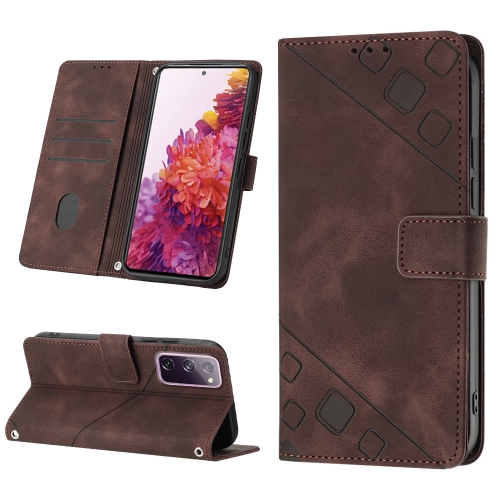 

For Samsung Galaxy S20 FE / S20 2022 Skin-feel Embossed Leather Phone Case(Brown)