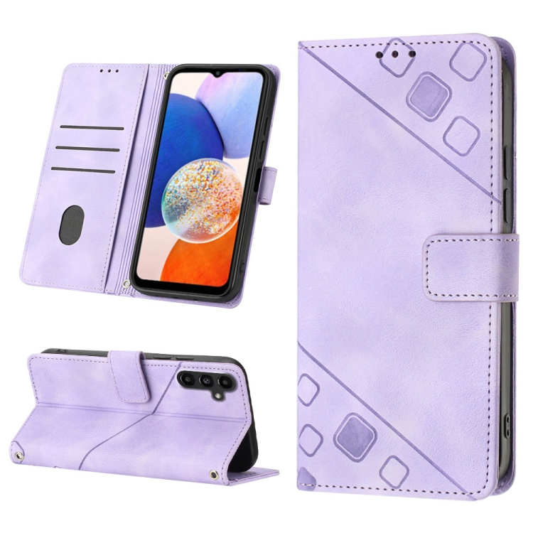 

For Samsung Galaxy A14 5G Skin-feel Embossed Leather Phone Case(Light Purple)