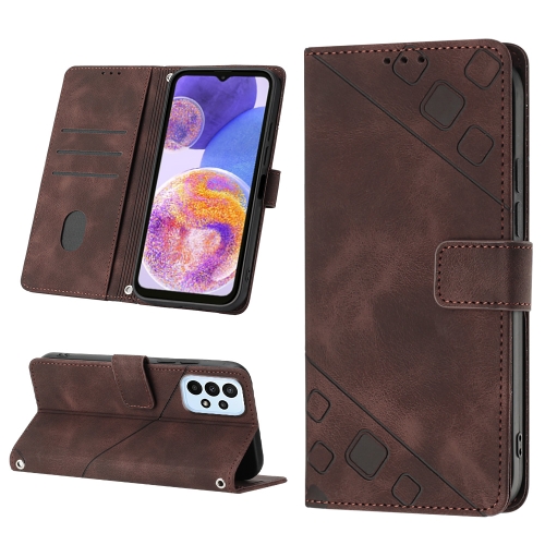 

For Samsung Galaxy A23 4G / F23 5G Skin-feel Embossed Leather Phone Case(Brown)