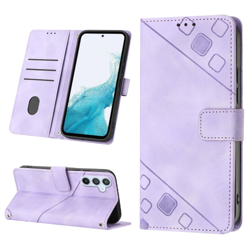 

For Samsung Galaxy A54 5G Skin-feel Embossed Leather Phone Case(Light Purple)