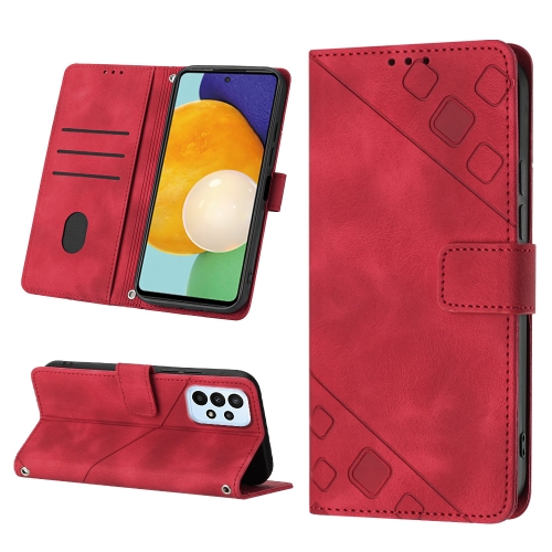 

For Samsung Galaxy A72 5G / 4G Skin-feel Embossed Leather Phone Case(Red)