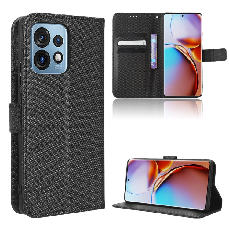 

For Motorola Moto X40 Pro Diamond Texture Leather Phone Case(Black)