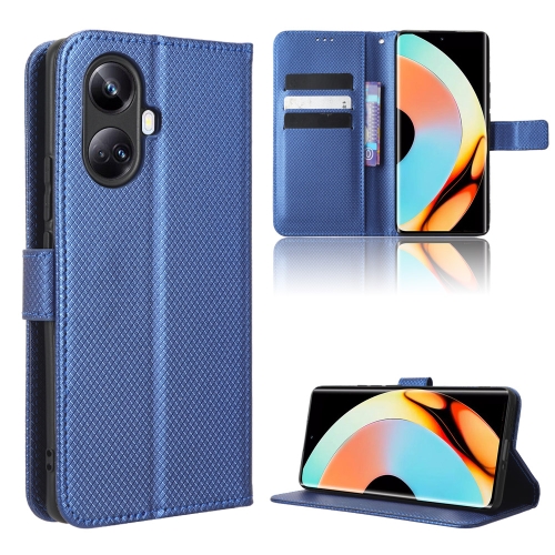

For Realme 10 Pro+ Diamond Texture Leather Phone Case(Blue)