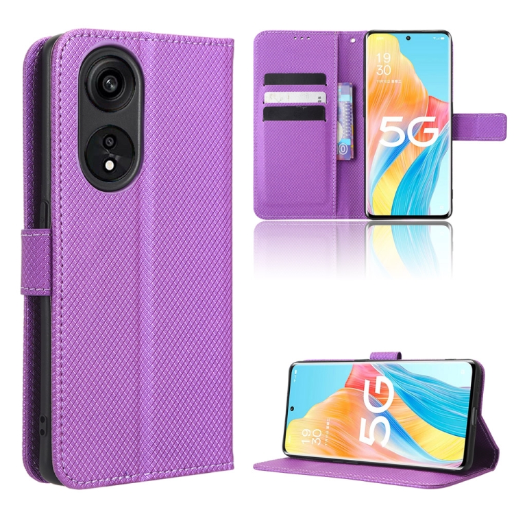 

For OPPO Reno8 T 5G / A1 Pro Diamond Texture Leather Phone Case(Purple)
