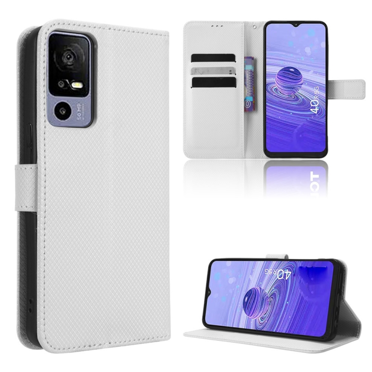 For TCL 40 R 5G Diamond Texture Leather Phone Case(White) - Main Image