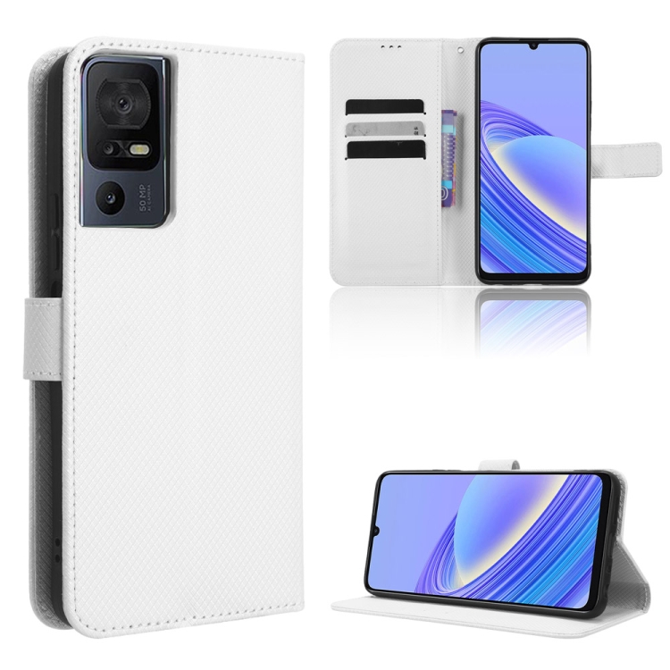 

For TCL 40 SE Diamond Texture Leather Phone Case(White)