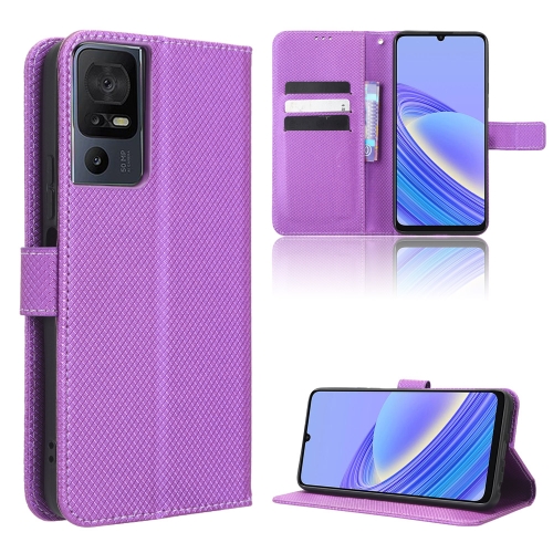 Para TCL 40 SE Funda de teléfono de cuero con textura de diamante (púrpura)