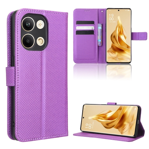 

For OPPO Reno9 / Reno9 Pro 5G Diamond Texture Leather Phone Case(Purple)