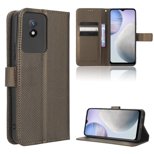 

For vivo Y02 4G Diamond Texture Leather Phone Case(Brown)