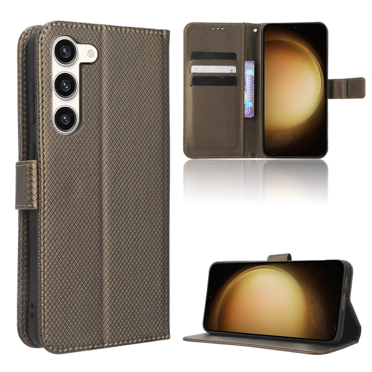 

For Samsung Galaxy S23+ 5G Diamond Texture Leather Phone Case(Brown)