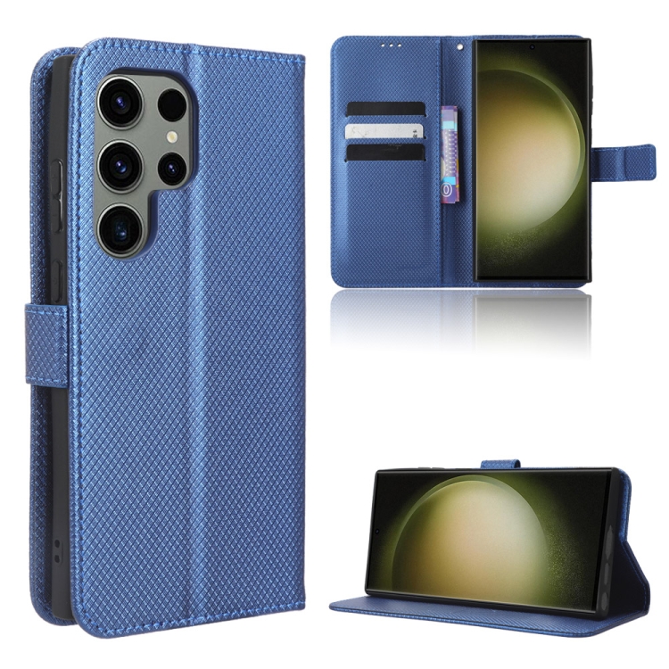

For Samsung Galaxy S23 Ultra 5G Diamond Texture Leather Phone Case(Blue)