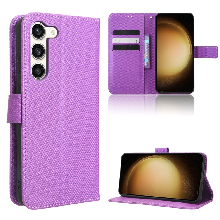 

For Samsung Galaxy S23 5G Diamond Texture Leather Phone Case(Purple)