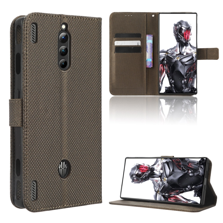 

For ZTE nubia Red Magic 8 Pro / 8 Pro+ Diamond Texture Leather Phone Case(Brown)