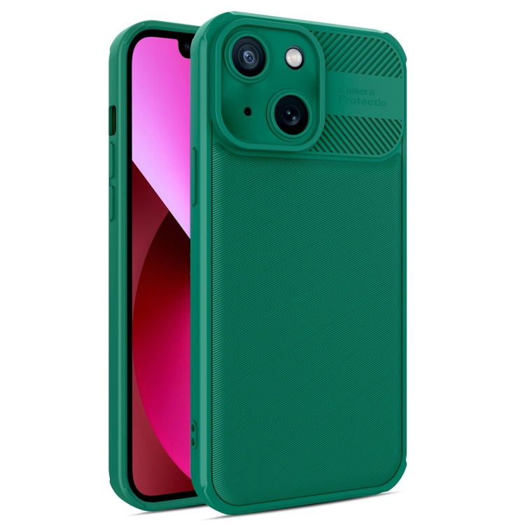 

For iPhone 13 Twill Texture TPU Shockproof Phone Case(Green)