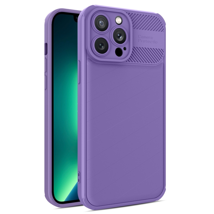 

For iPhone 13 Pro Max Twill Texture TPU Shockproof Phone Case(Purple)
