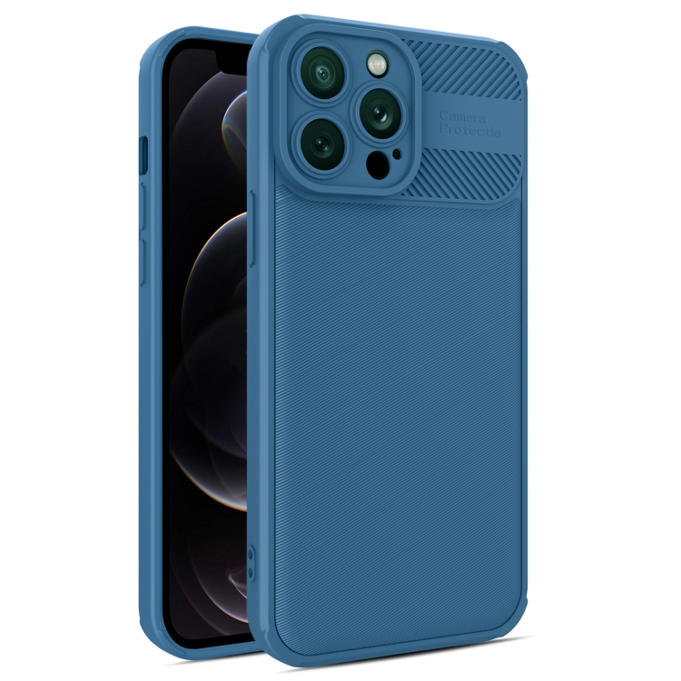 

For iPhone 12 Pro Twill Texture TPU Shockproof Phone Case(Blue)